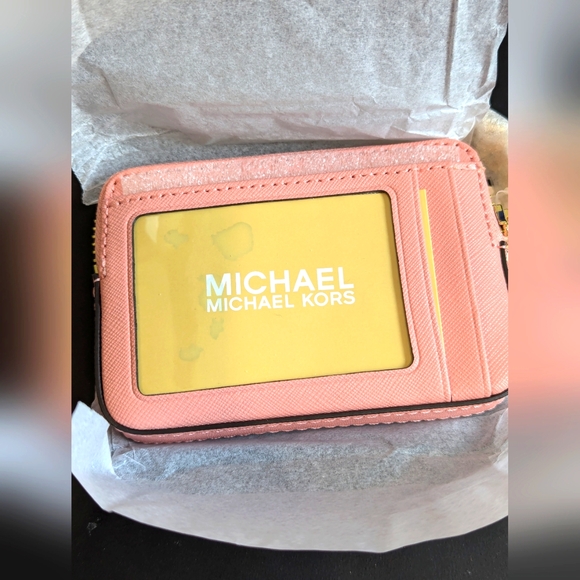 NWT MICHAEL KORS Med Leather Chain Card Case Primrose - Picture 3 of 4